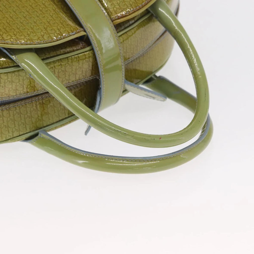 Authentic Preowned Christian Dior Hand Bag Patent leather Green Silver