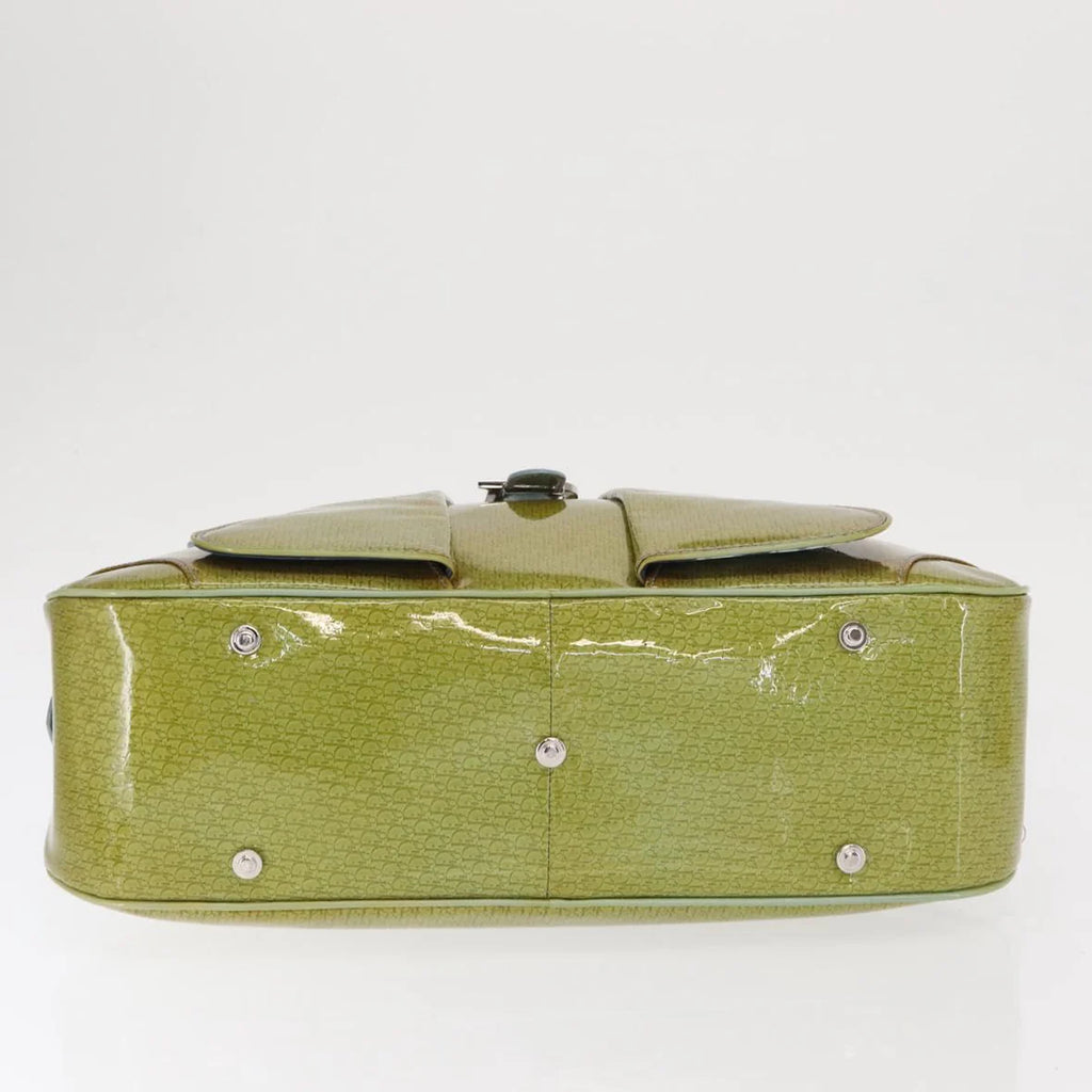 Authentic Preowned Christian Dior Hand Bag Patent leather Green Silver