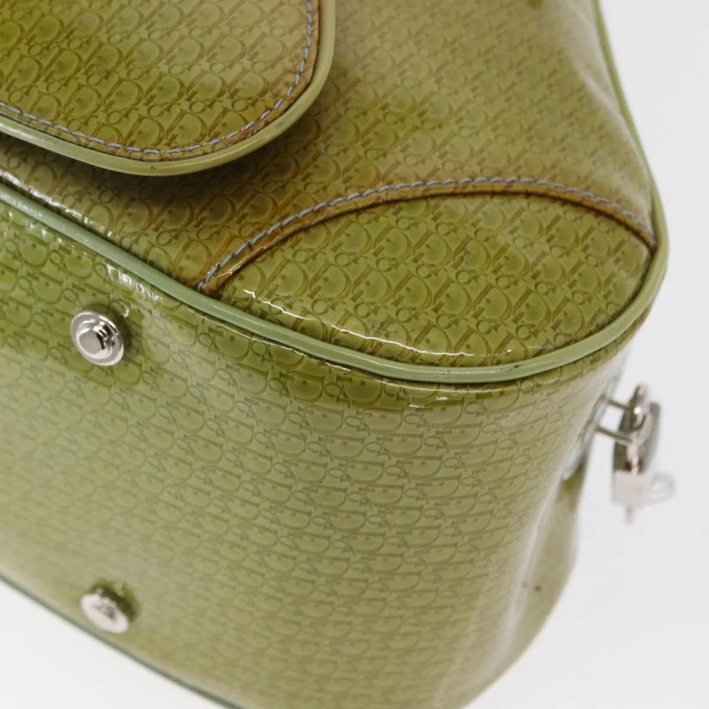 Authentic Preowned Christian Dior Hand Bag Patent leather Green Silver