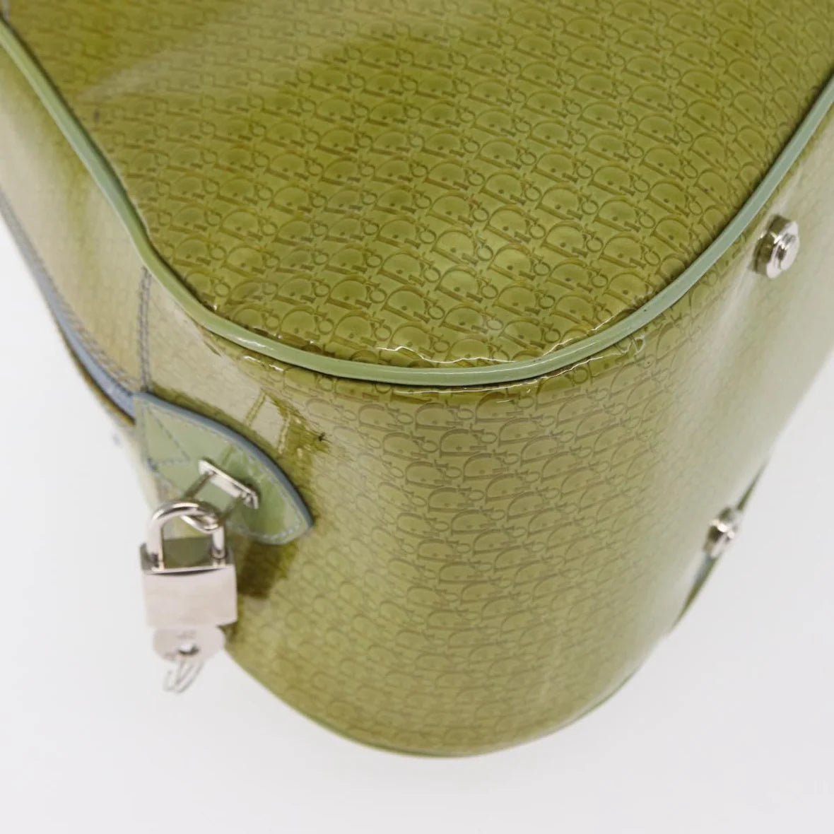 Authentic Preowned Christian Dior Hand Bag Patent leather Green Silver