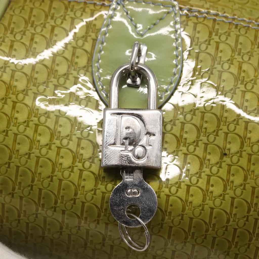 Authentic Preowned Christian Dior Hand Bag Patent leather Green Silver