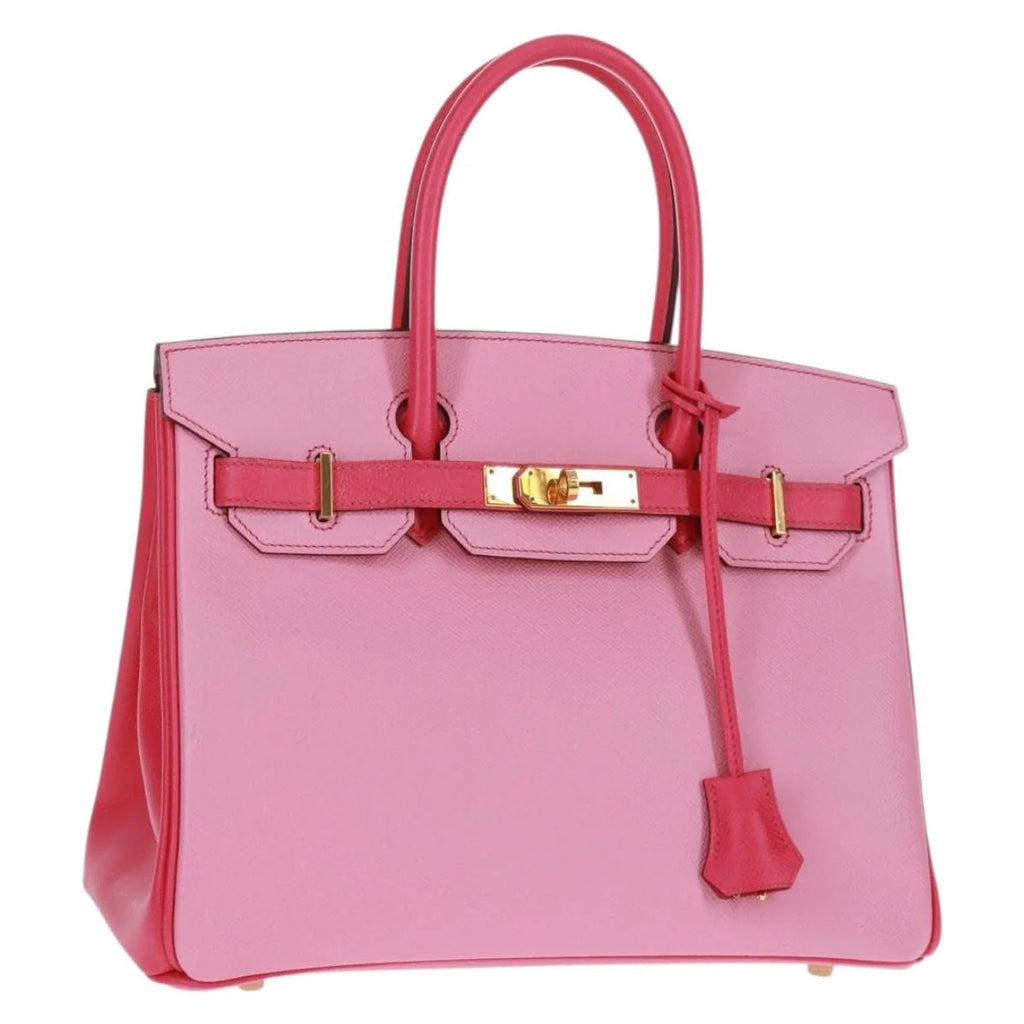 Preowned Authentic Hermes Birkin 30 Bag Leather SPO Gold Rose Confetti x Rose Tyrian