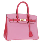 Preowned Authentic Hermes Birkin 30 Bag Leather SPO Gold Rose Confetti x Rose Tyrian