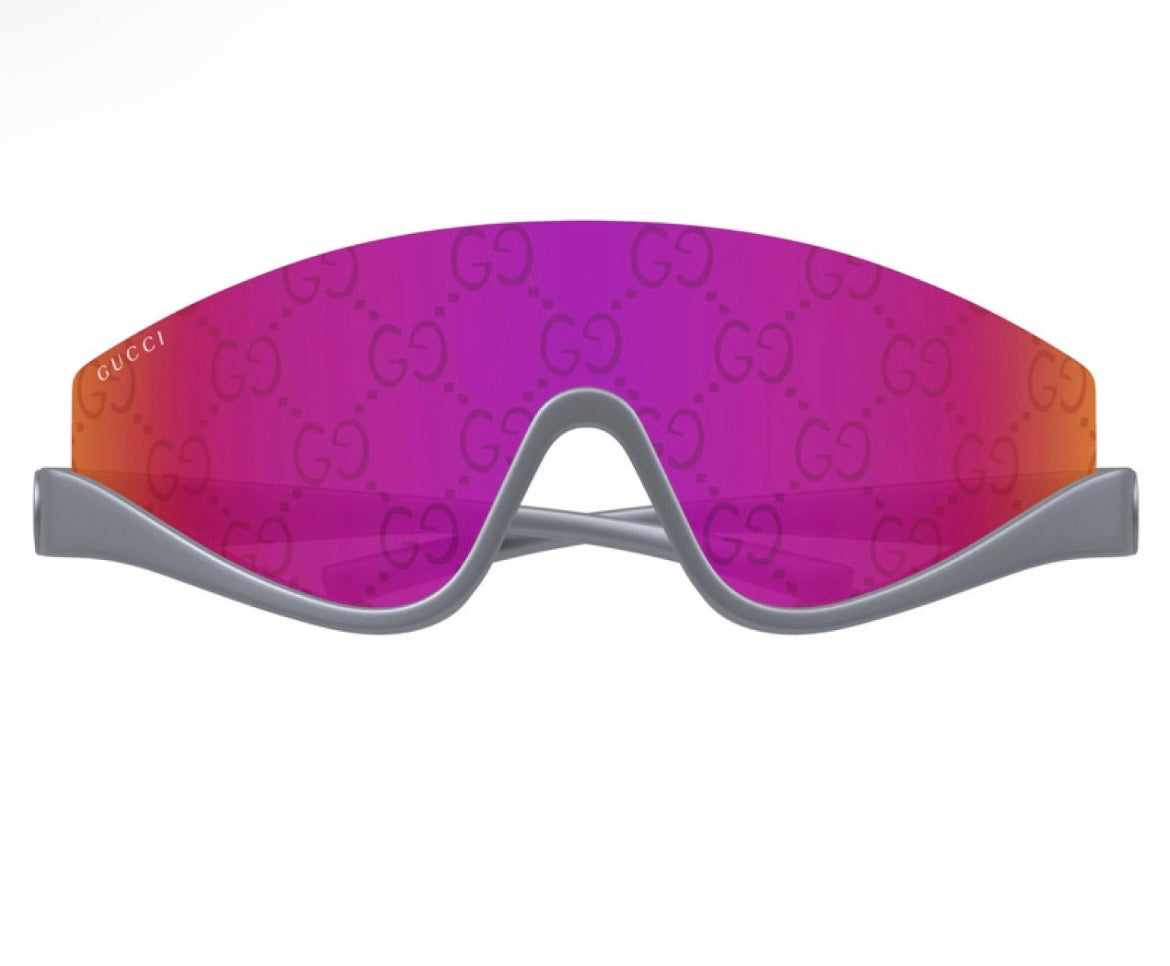 Preowned Authentic Gucci  009 Metallic Ruthenium/Red Mirror Grade Excellent