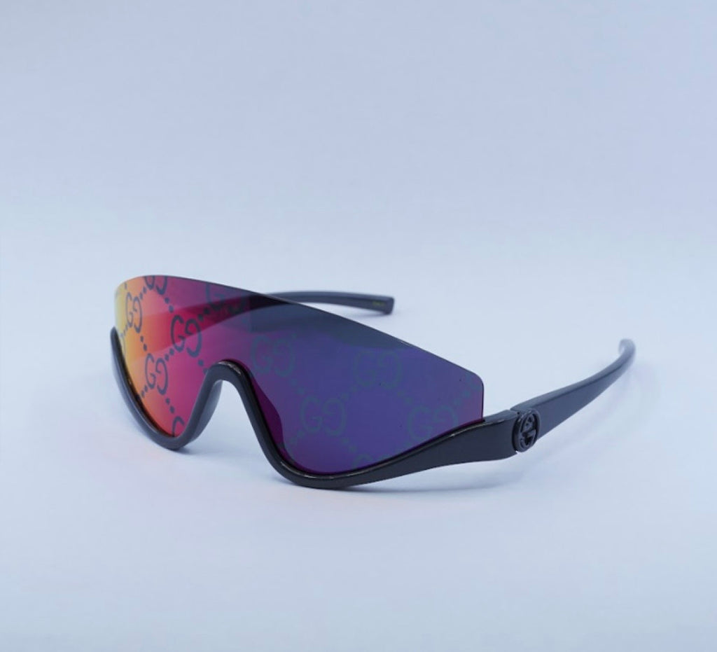 Preowned Authentic Gucci  009 Metallic Ruthenium/Red Mirror Grade Excellent