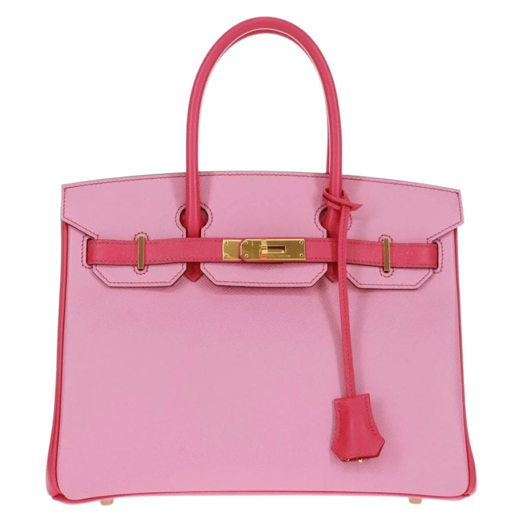 Preowned Authentic Hermes Birkin 30 Bag Leather SPO Gold Rose Confetti x Rose Tyrian