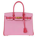 Preowned Authentic Hermes Birkin 30 Bag Leather SPO Gold Rose Confetti x Rose Tyrian