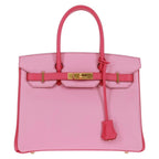 Preowned Authentic Hermes Birkin 30 Bag Leather SPO Gold Rose Confetti x Rose Tyrian
