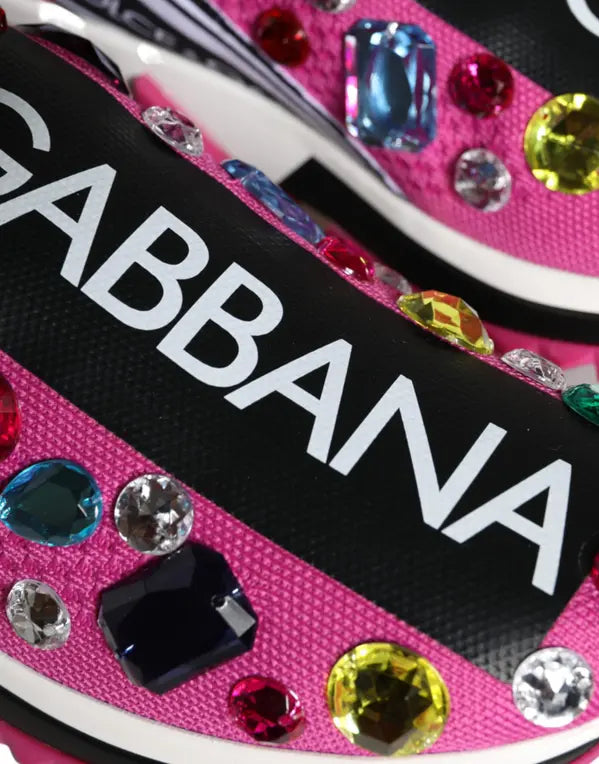 Authentic Dolce & Gabbana Pink Sorrento Crystal Low Top Sneakers  Never Worn, Excellent Condition