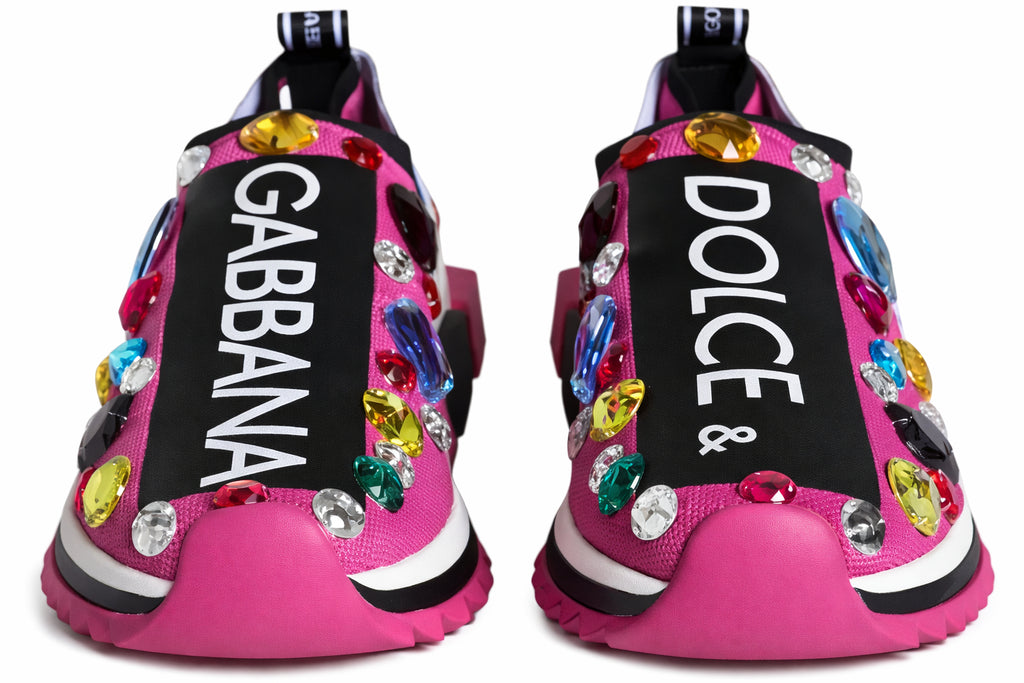 Authentic Dolce & Gabbana Pink Sorrento Crystal Low Top Sneakers  Never Worn, Excellent Condition