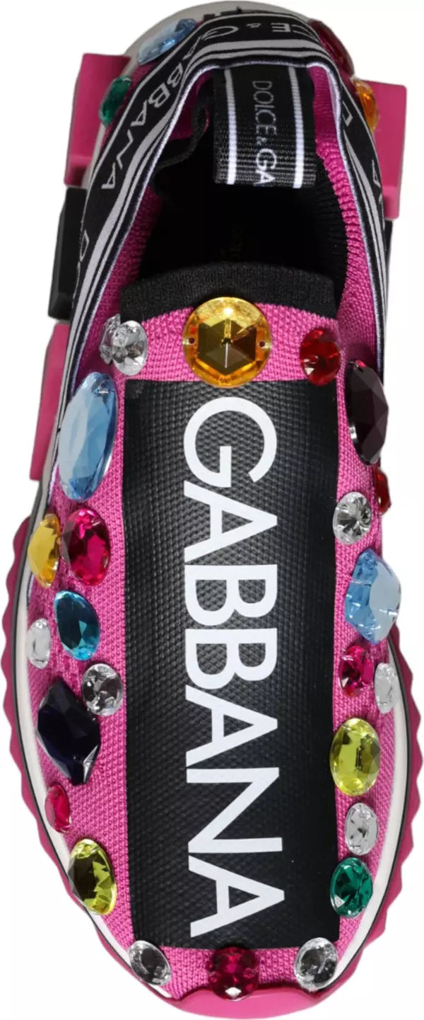 Authentic Dolce & Gabbana Pink Sorrento Crystal Low Top Sneakers  Never Worn, Excellent Condition