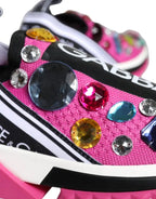 Authentic Dolce & Gabbana Pink Sorrento Crystal Low Top Sneakers  Never Worn, Excellent Condition