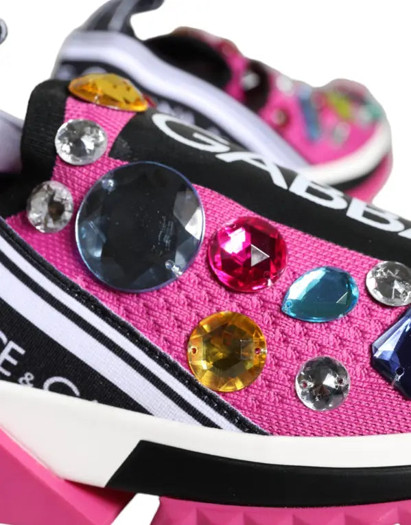 Authentic Dolce & Gabbana Pink Sorrento Crystal Low Top Sneakers  Never Worn, Excellent Condition