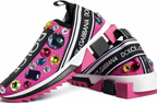 Authentic Dolce & Gabbana Pink Sorrento Crystal Low Top Sneakers  Never Worn, Excellent Condition