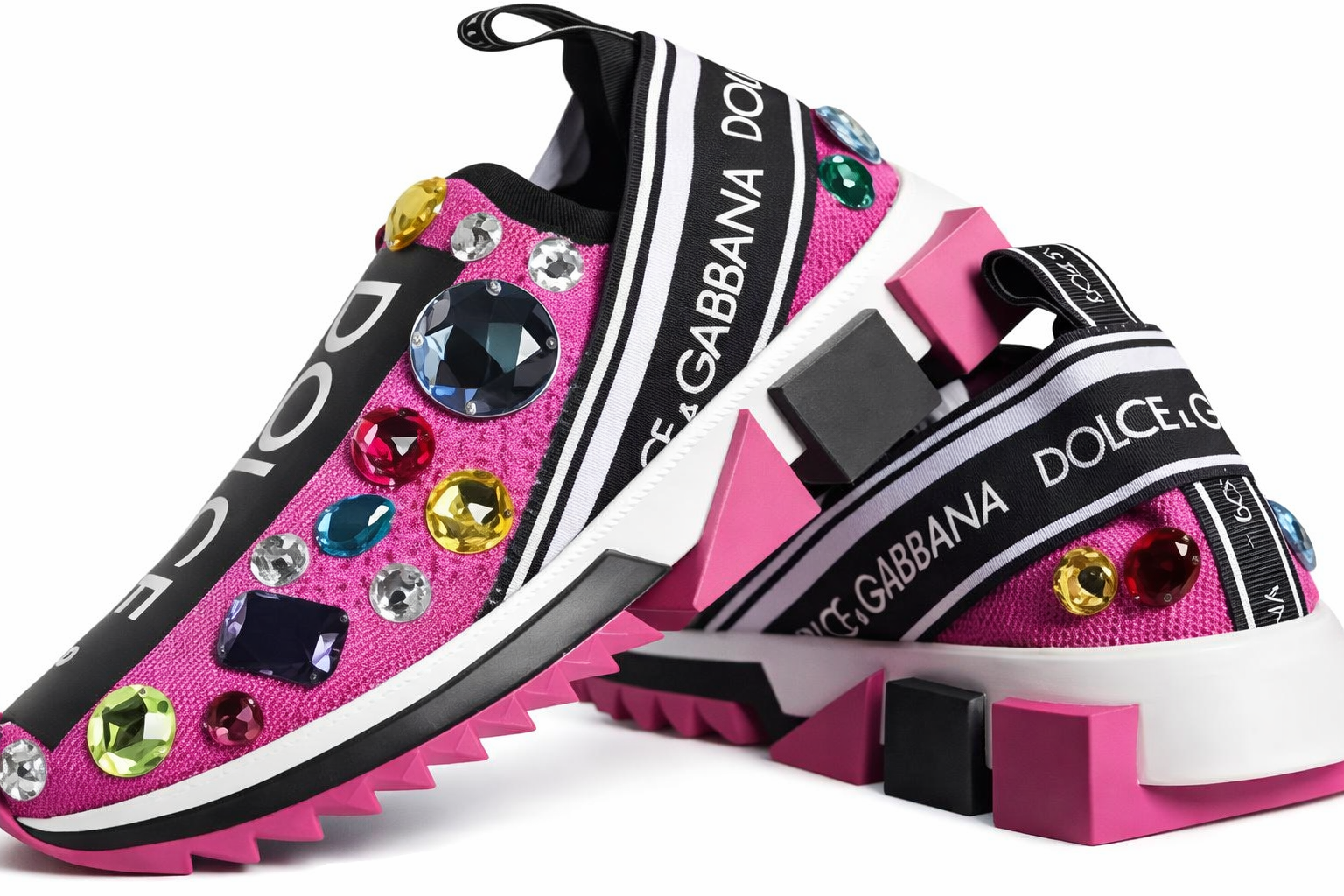 Authentic Dolce & Gabbana Pink Sorrento Crystal Low Top Sneakers  Never Worn, Excellent Condition