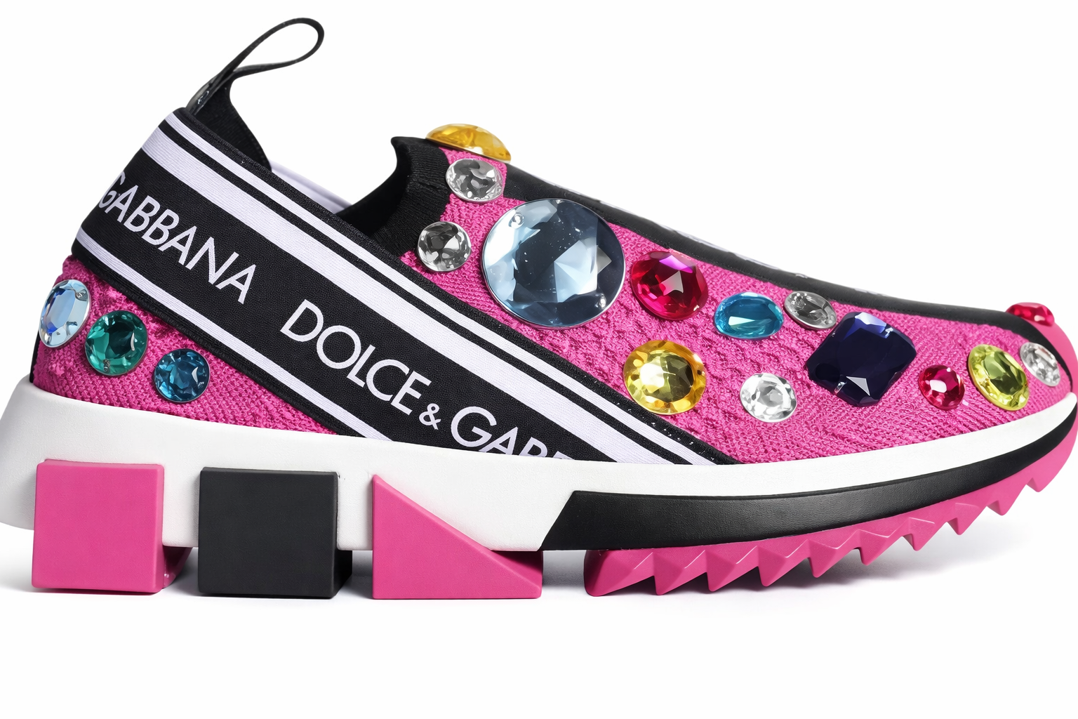 Authentic Dolce & Gabbana Pink Sorrento Crystal Low Top Sneakers  Never Worn, Excellent Condition