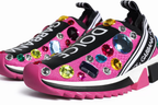 Authentic Dolce & Gabbana Pink Sorrento Crystal Low Top Sneakers  Never Worn, Excellent Condition
