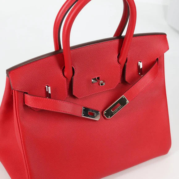 Authentic Preowned Hermes Birkin 30 Hand Bag Leather Red Silver Auth 134875SM