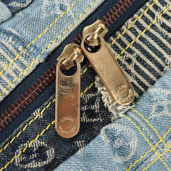 Preownwed Authetic Louis Vuitton Monogram Denim Patchwork Bowery Tote Bag Blue M95376 Auth 136291SAV
