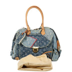 Preownwed Authetic Louis Vuitton Monogram Denim Patchwork Bowery Tote Bag Blue M95376 Auth 136291SAV