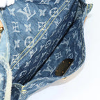 Preownwed Authetic Louis Vuitton Monogram Denim Patchwork Bowery Tote Bag Blue M95376 Auth 136291SAV