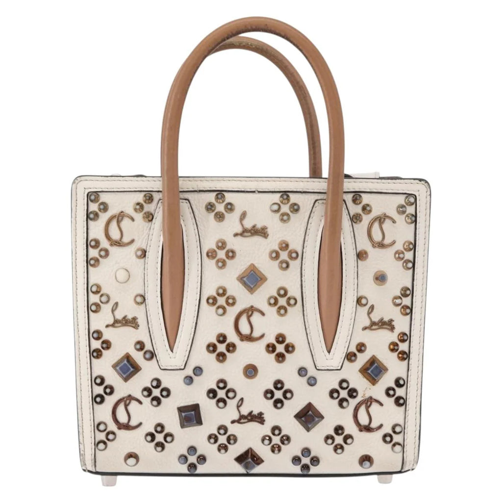 Authentic Preowned Christian Louboutin Paloma S Mini Hand Bag Leather 2way White Silver