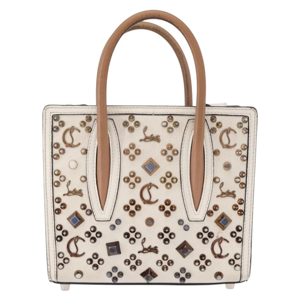 Authentic Preowned Christian Louboutin Paloma S Mini Hand Bag Leather 2way White Silver