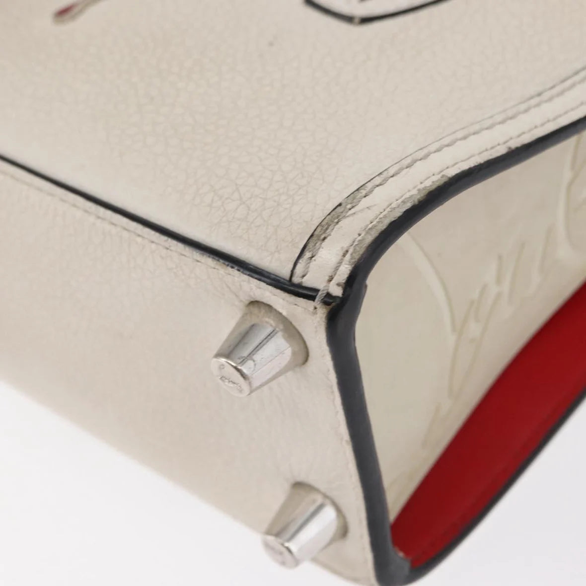 Authentic Preowned Christian Louboutin Paloma S Mini Hand Bag Leather 2way White Silver