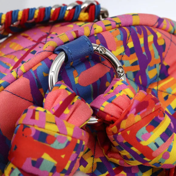 Preowned Authentic Chanel Matelasse Backpack Nylon Multicolor Silver