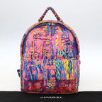 Preowned Authentic Chanel Matelasse Backpack Nylon Multicolor Silver