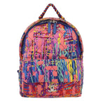 Preowned Authentic Chanel Matelasse Backpack Nylon Multicolor Silver