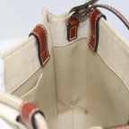 Preowned Authentic Chloe Woody Hand Bag Canvas Leather 2way Beige