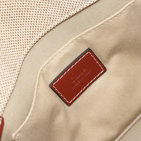 Preowned Authentic Chloe Woody Hand Bag Canvas Leather 2way Beige