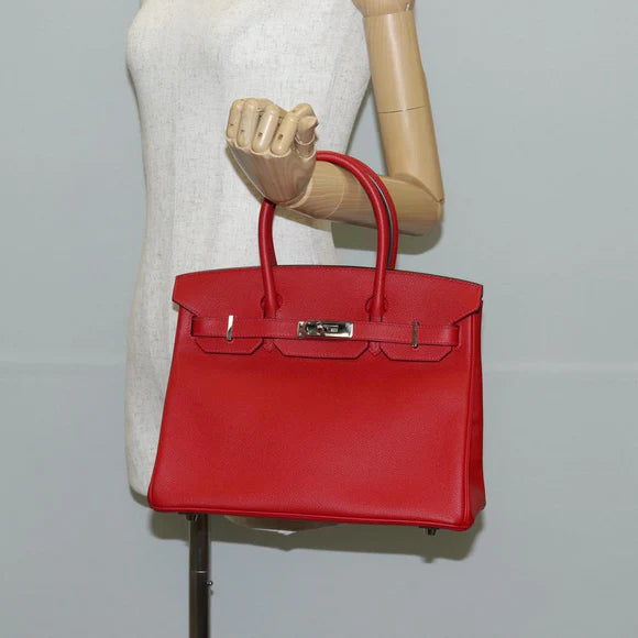 Authentic Preowned Hermes Birkin 30 Hand Bag Leather Red Silver Auth 134875SM