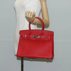 Authentic Preowned Hermes Birkin 30 Hand Bag Leather Red Silver Auth 134875SM