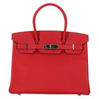 Authentic Preowned Hermes Birkin 30 Hand Bag Leather Red Silver Auth 134875SM